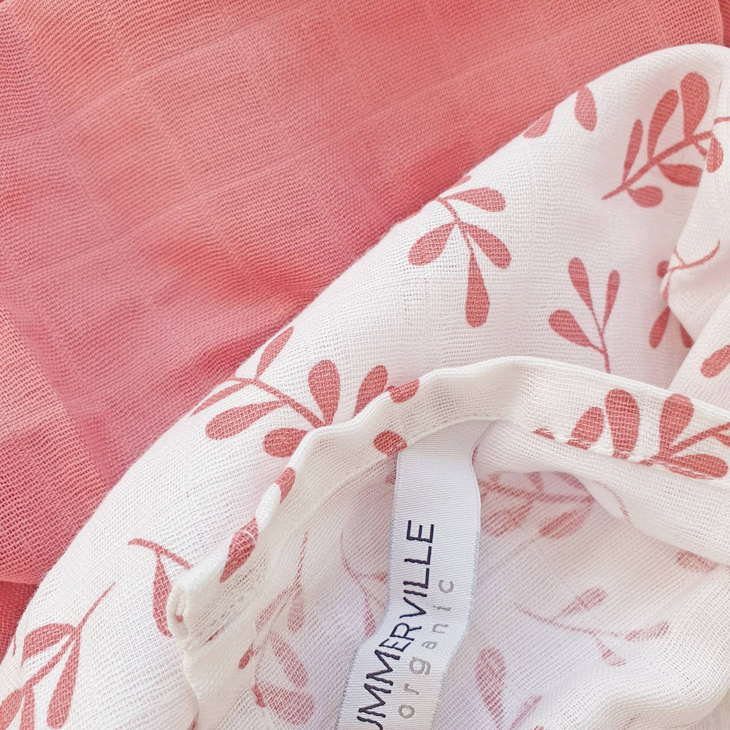 Organic Muslin Blankets 2-pack Floral Dusty Rose