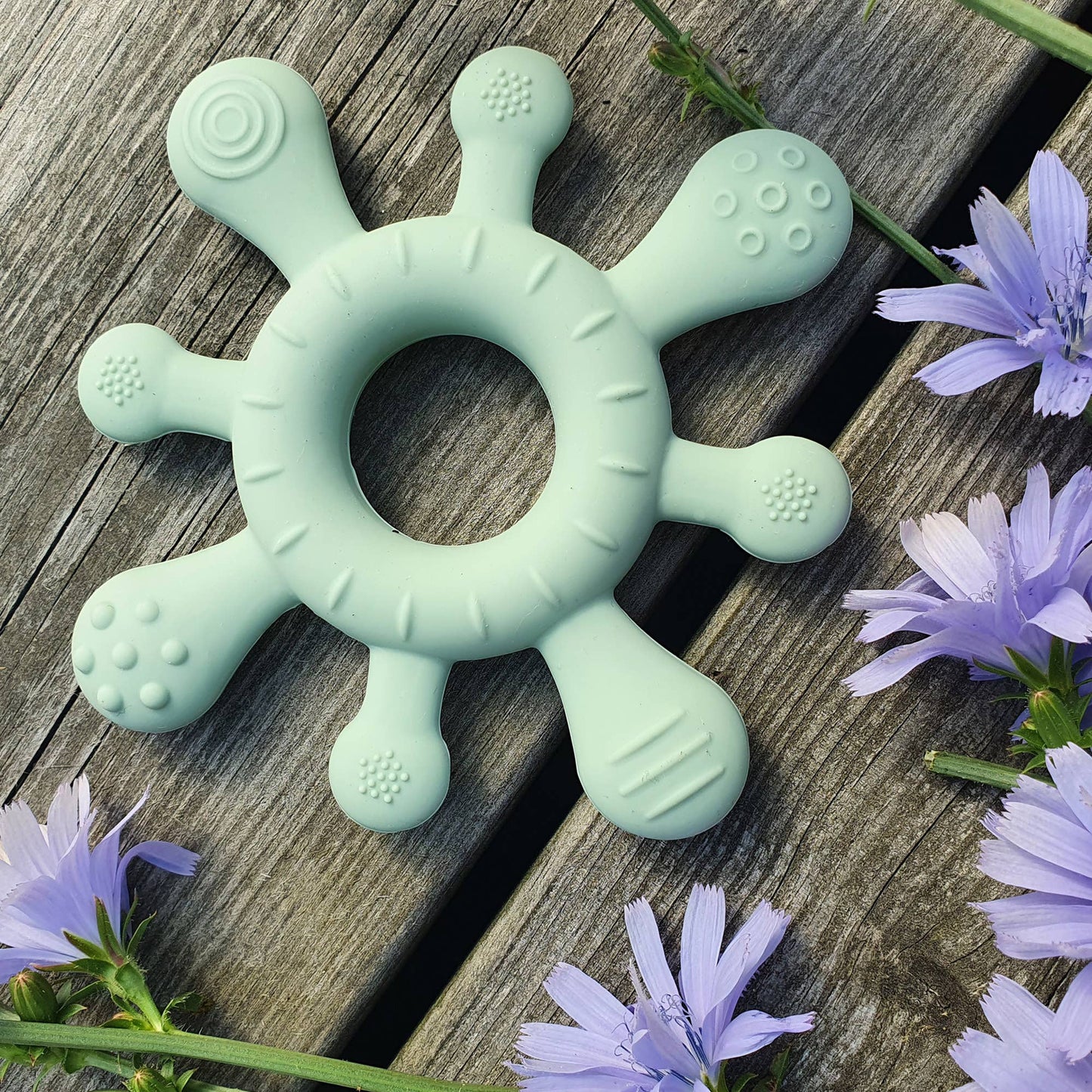 Baby Silikon Bijtring Koraal Cameo Groen