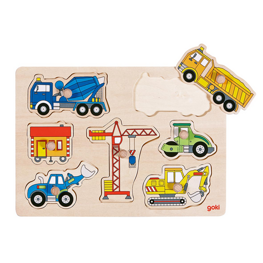 Lift out puzzle, building site vehicles