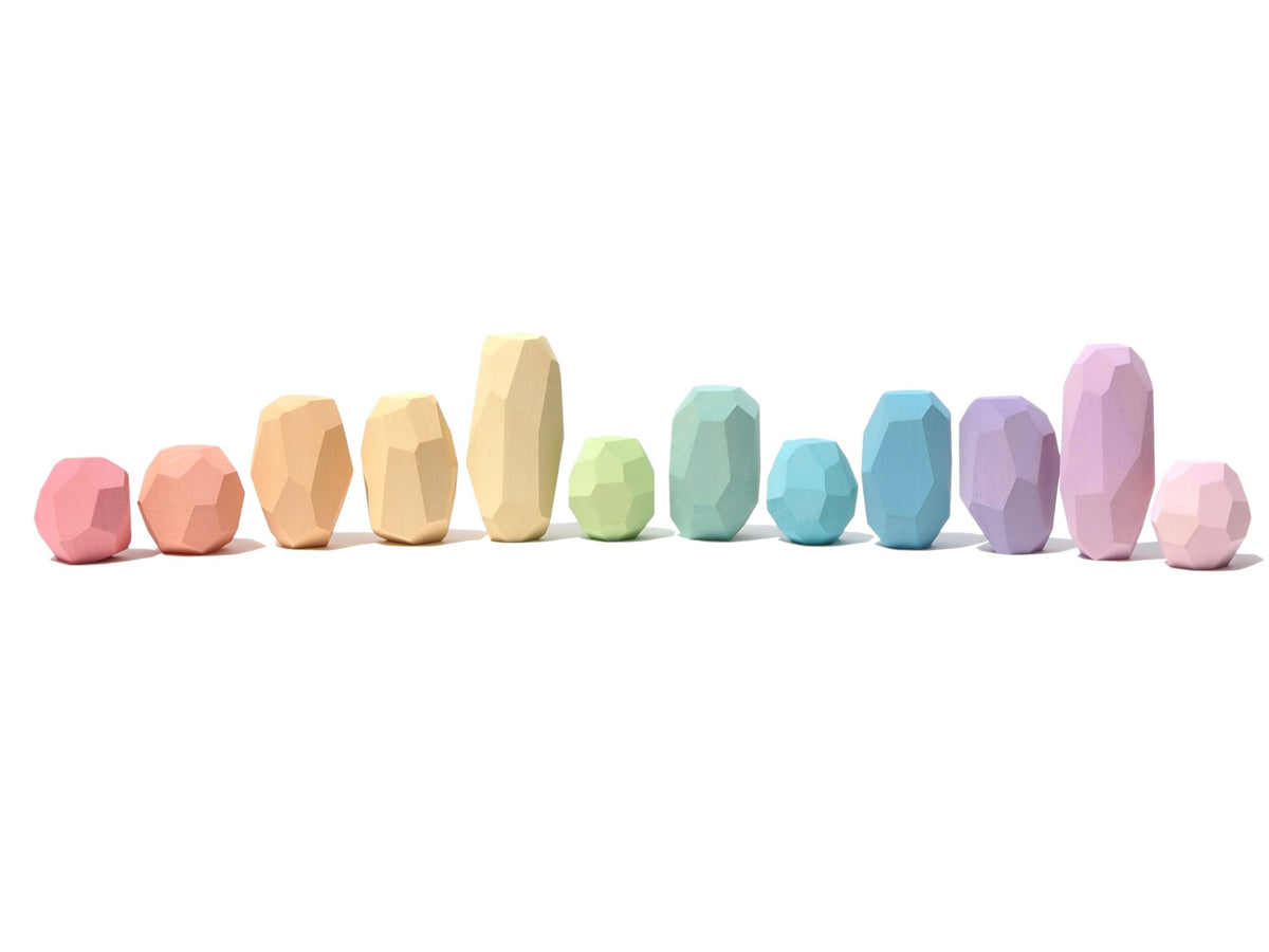 12 Pastel Teniques Wooden Stones