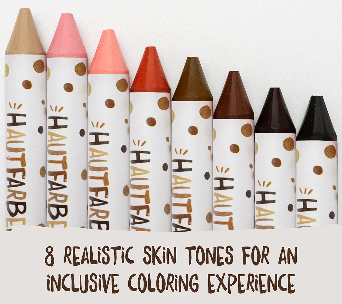 8 crayons de cire couleurs de peau