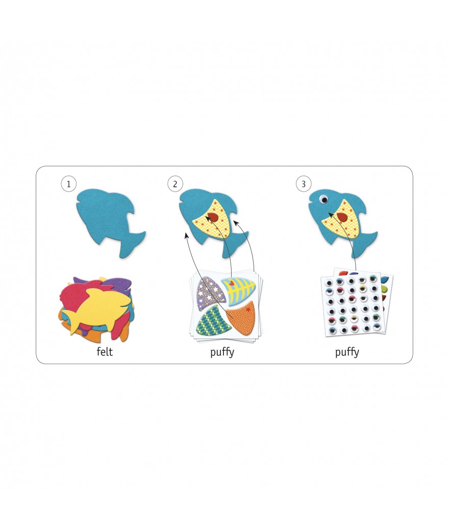 Maak met stickers. Ik hou van vissen.