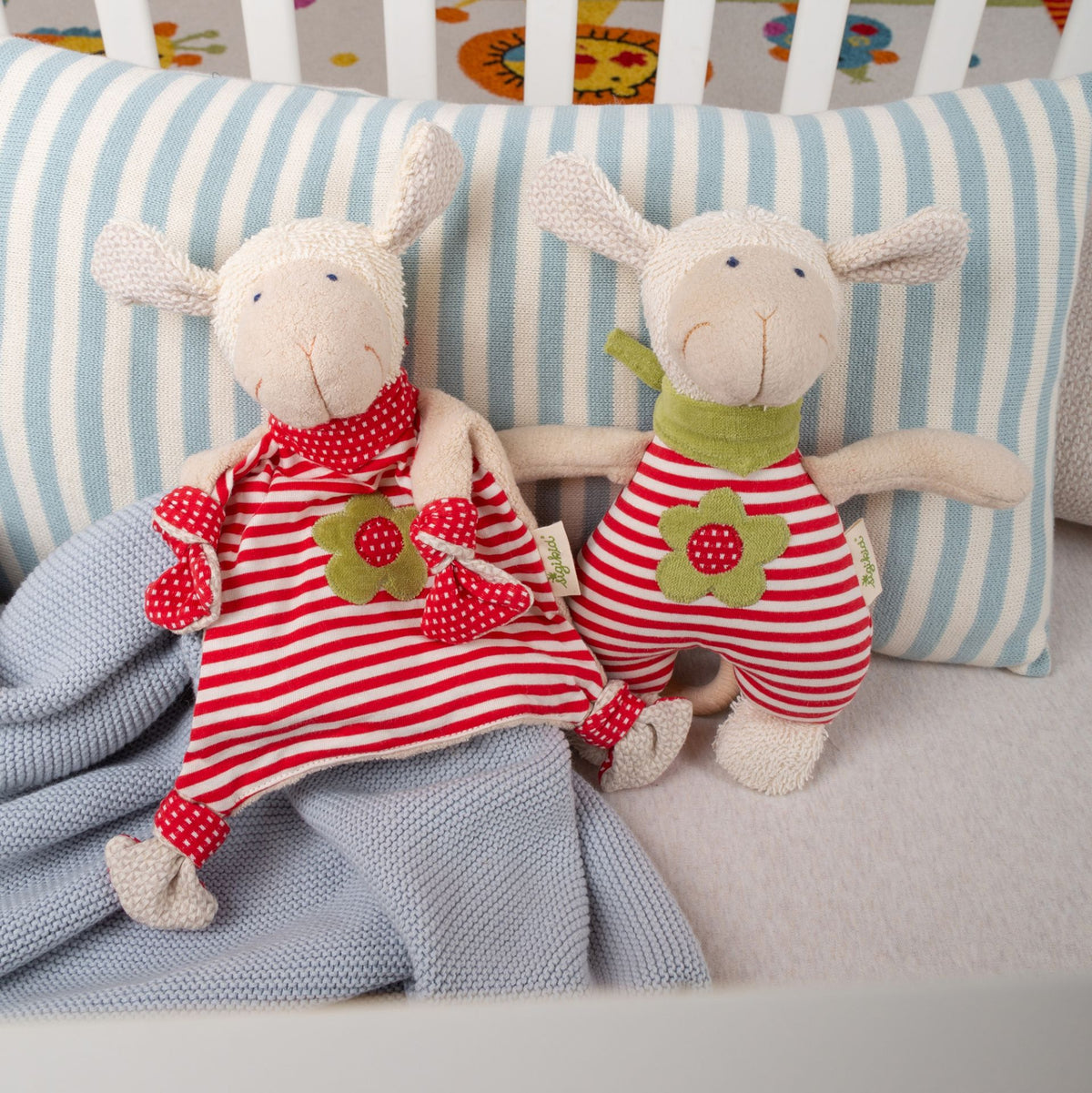 Organic Musical Baby Soft Toy Sheep with Stripes