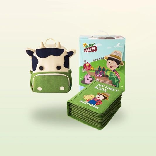 Montessori Quiet Book Drukke Boerderij + Rugzak