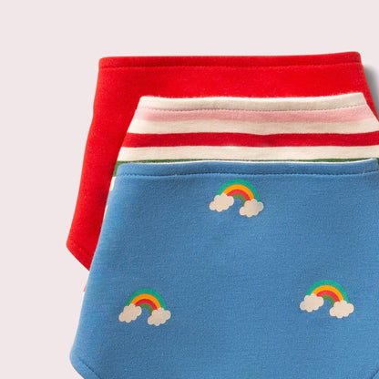 Lot de 3 bavoirs biologiques Blue Rainbows