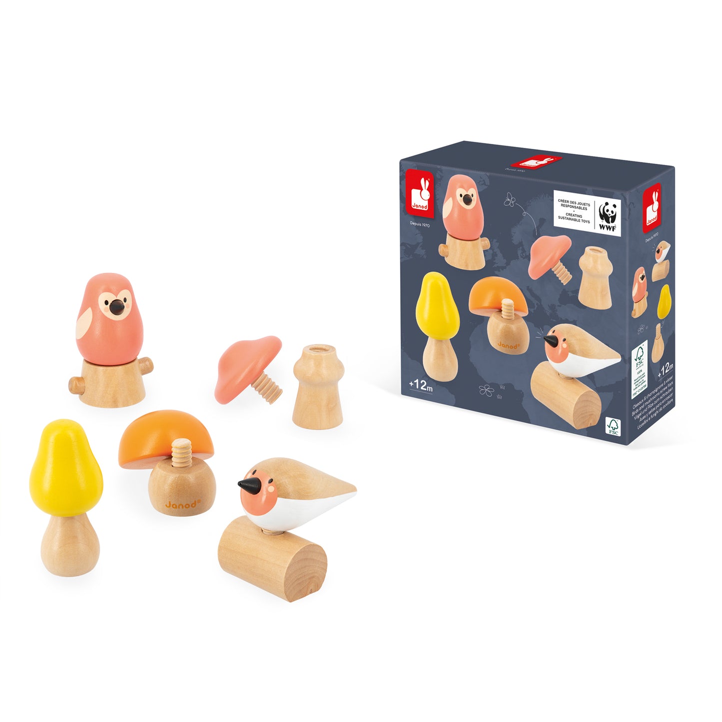 Screw-Together Birds and Mushrooms