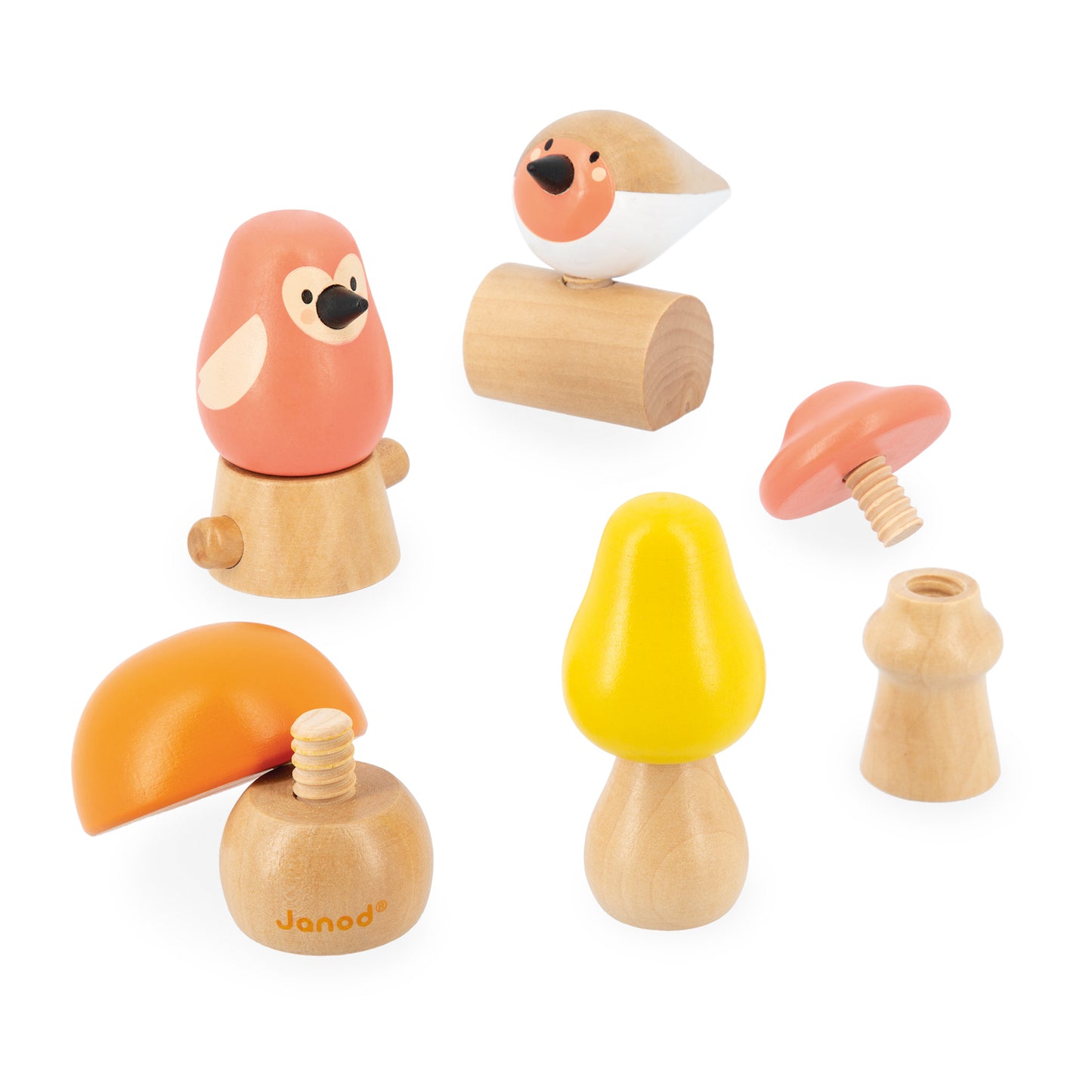 Screw-Together Birds and Mushrooms