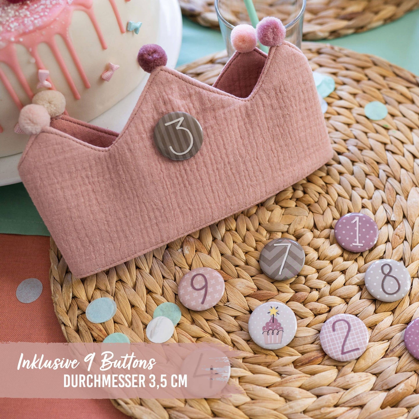 Couronne d’anniversaire en mousseline Paper Kite - Rose
