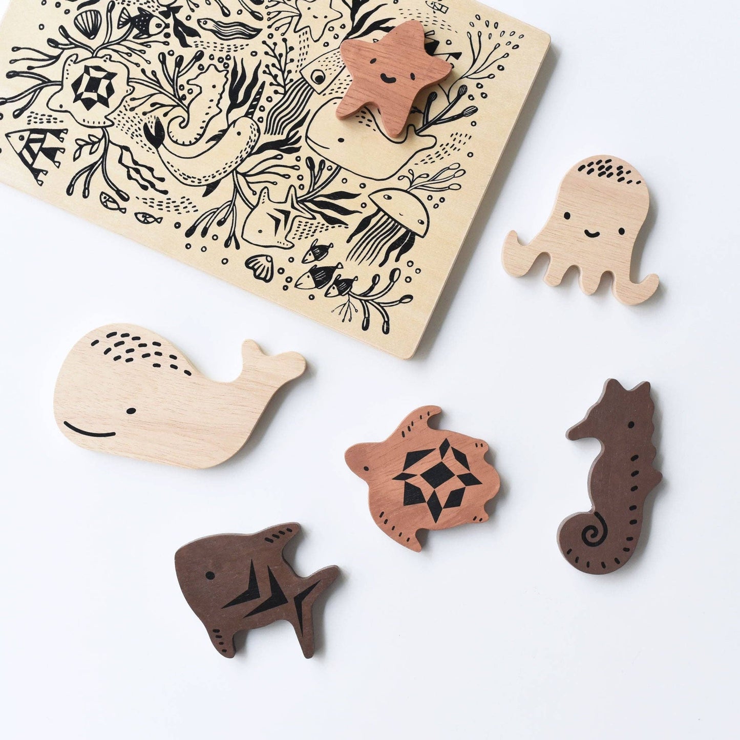 Wooden Tray Puzzle - Ocean Animals - 2nd Edition