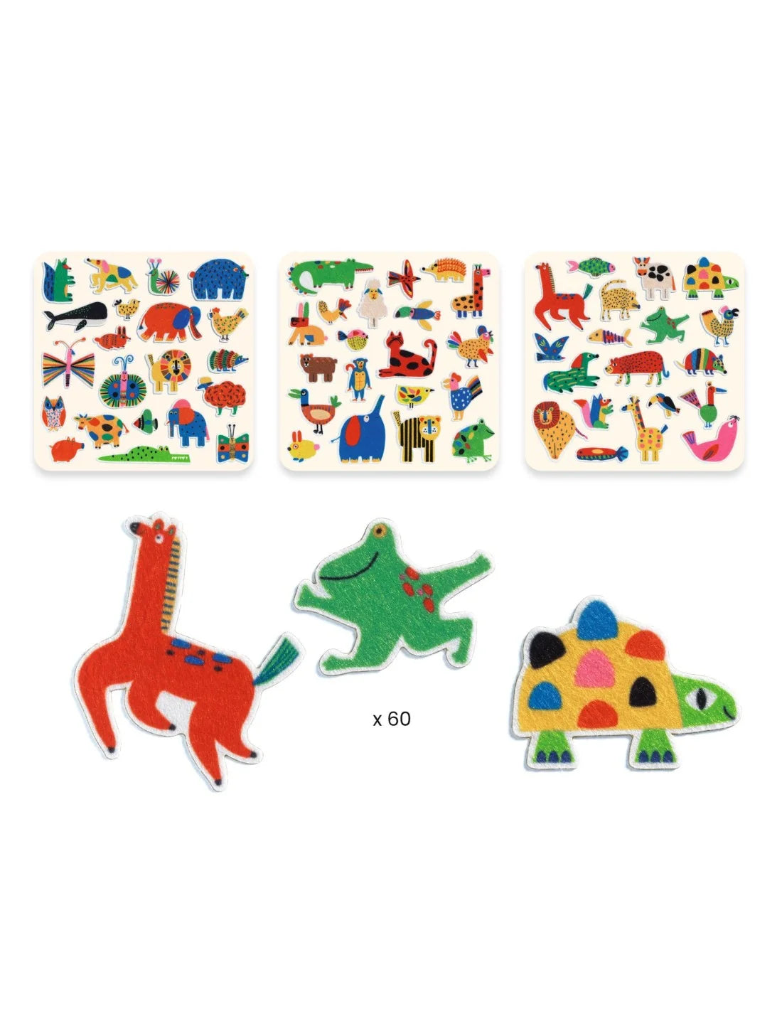 60 Felt Animal Stickers