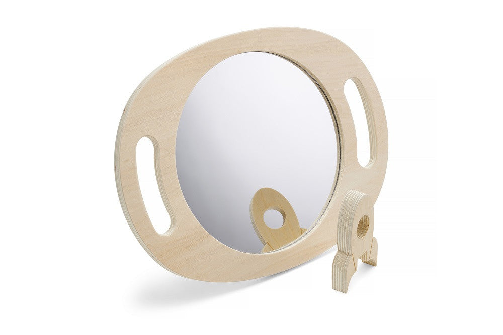 Hand Held Wooden Mirror