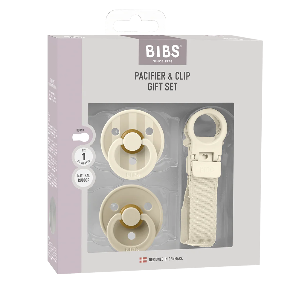 Colour Pacifier & Loop Clip Gift Set - Ivory