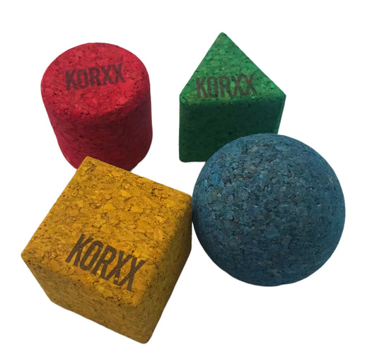 Geo-set 4 color cork building blocks