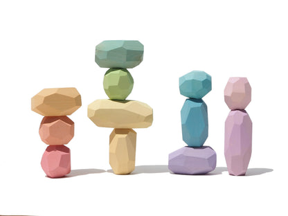 12 Pastel Teniques Wooden Stones