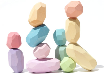 12 Pastel Teniques Wooden Stones