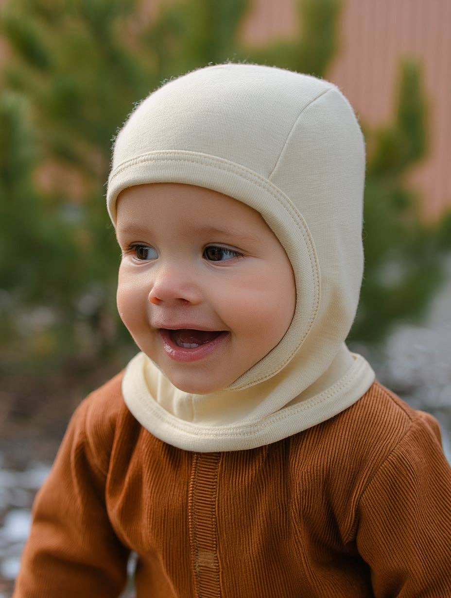 Wollen balaclava / skimasker voor kinderen - naturel