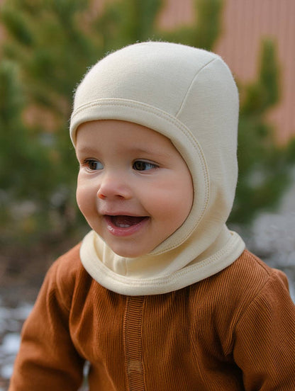 Wollen balaclava / skimasker voor kinderen - naturel