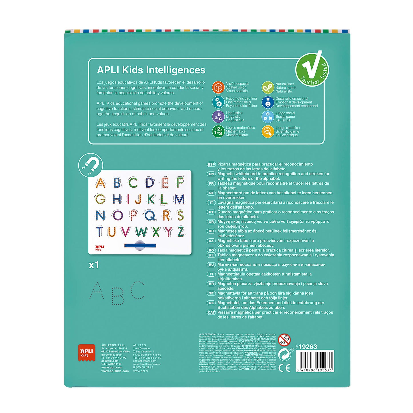 Magnetic board ABC letters
