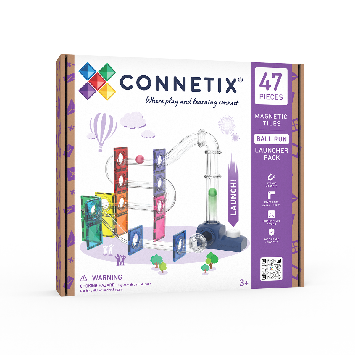 Connetix magnetic tiles ball run launcher pack 47 piece