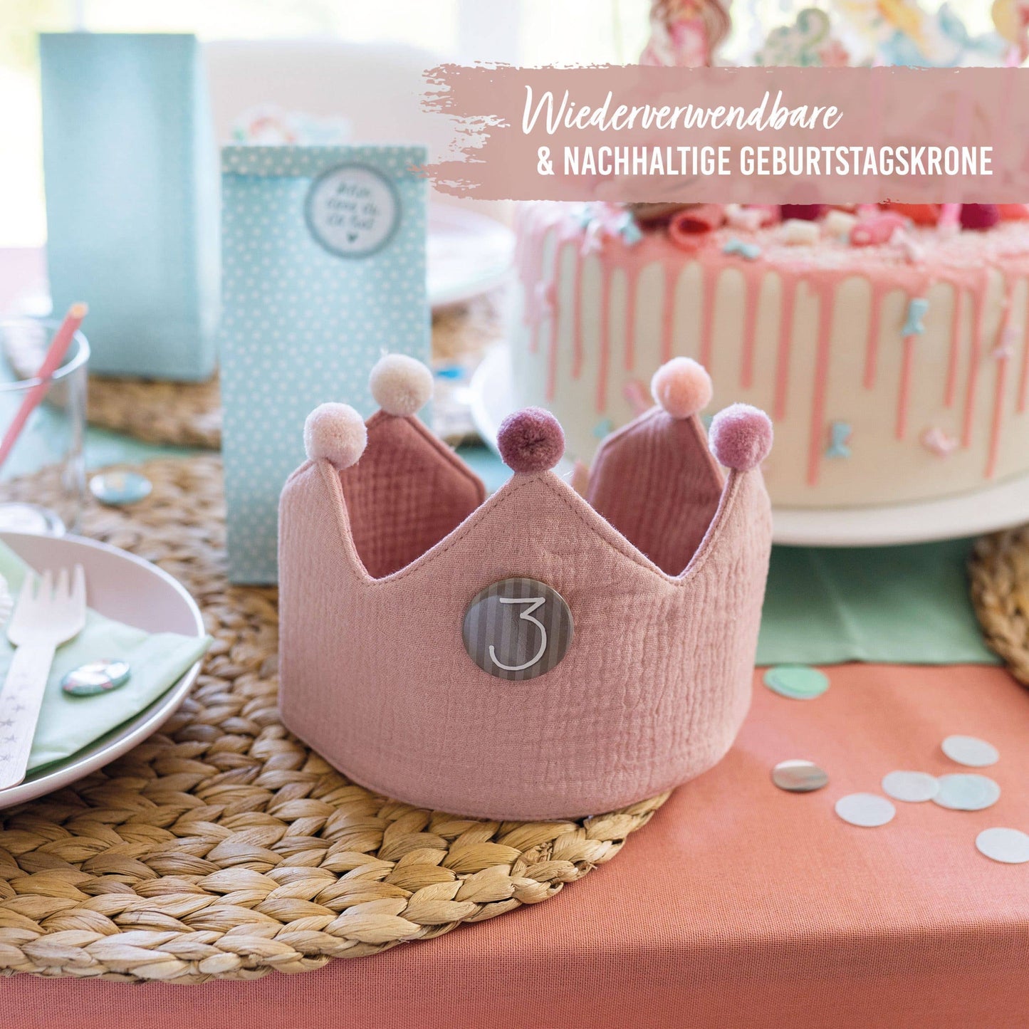 Couronne d’anniversaire en mousseline Paper Kite - Rose