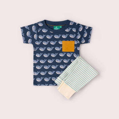 Ensemble de jeu en coton biologique Singing Whales : t-shirt et jogging
