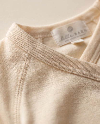 Wool Wrap Romper Long Sleeve – Merino Wool – Natural