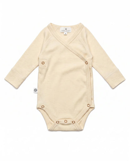 Wool Wrap Romper Long Sleeve – Merino Wool – Natural