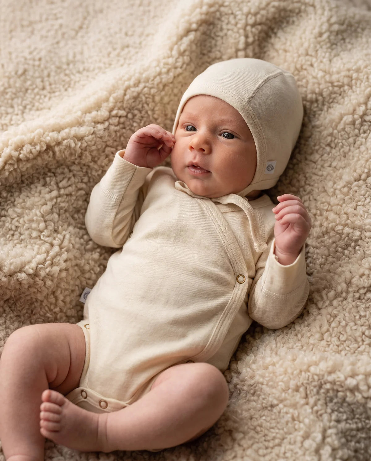 Wool Wrap Romper Long Sleeve – Merino Wool – Natural