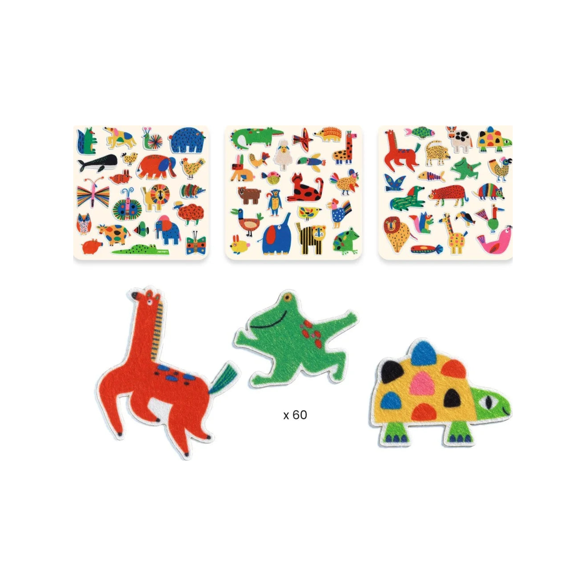 60 pegatinas de animales de fieltro (normalizado)