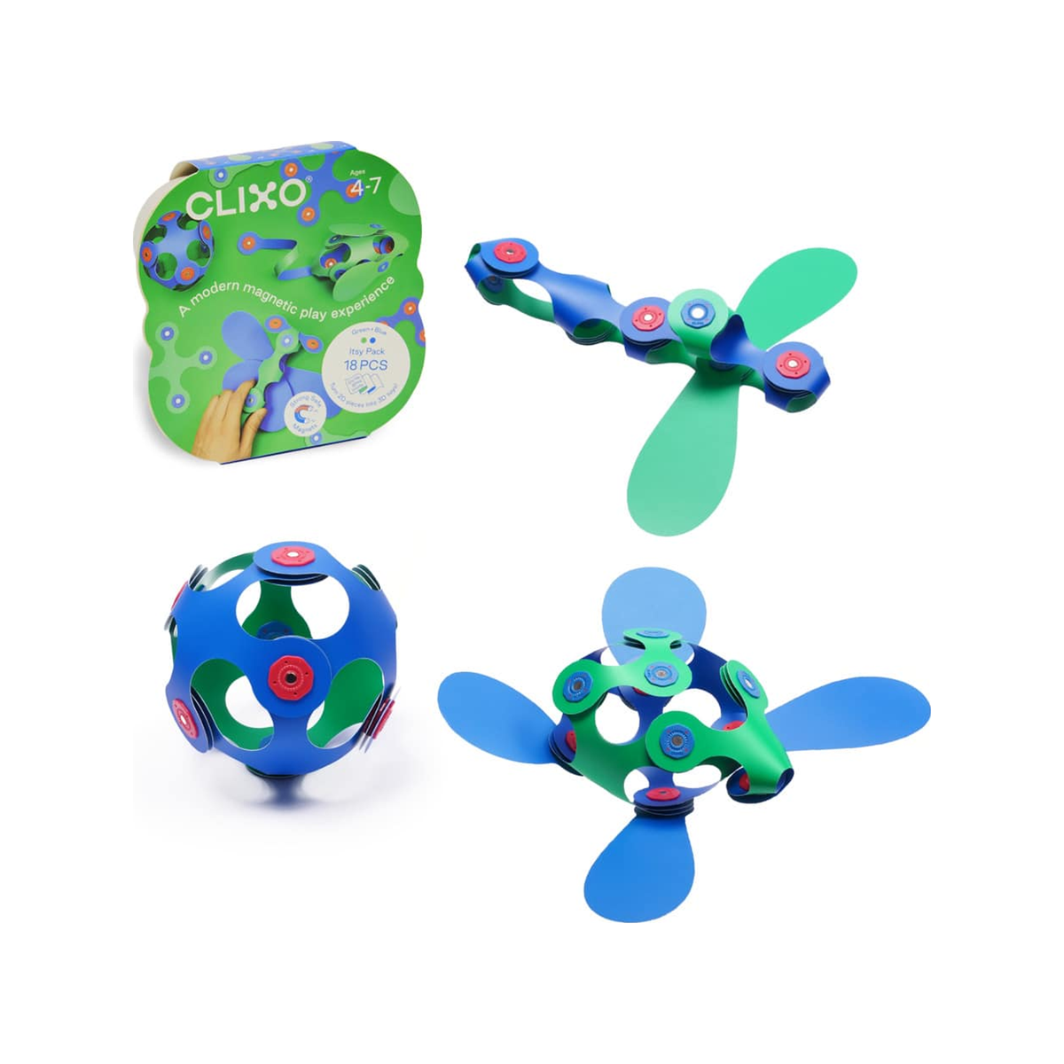 Clixo Itsy Pack – Magnetische bouwset (genormaliseerd)