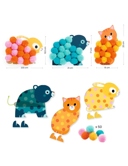Pom-pom Collages – Animals & Circles