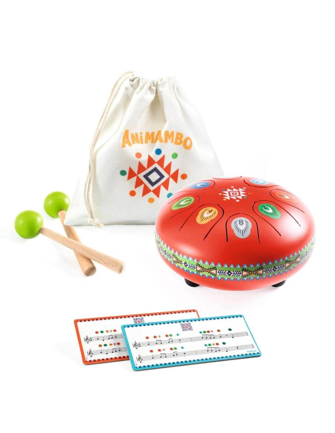 Red Tongue Drum with 8 tones