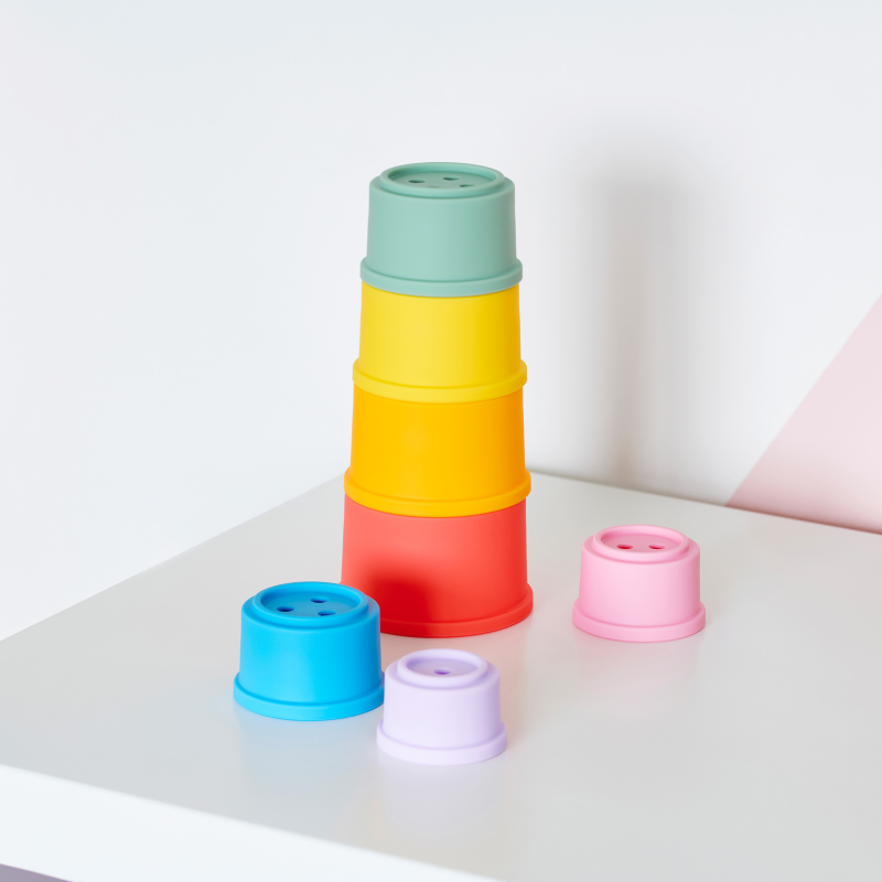 SiliSoft Round Stacking Cups (Rainbow) - Pk7