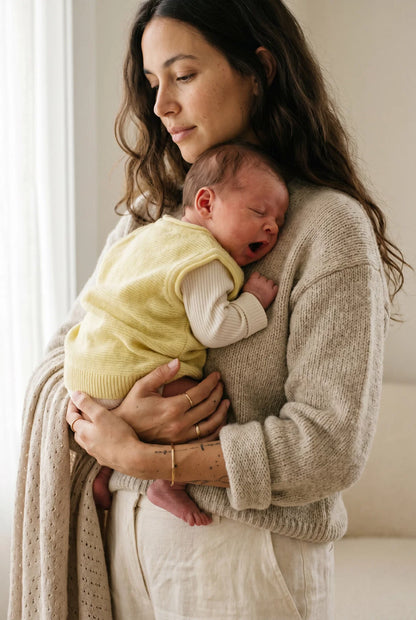 Merino Wool Knitted Baby Spencer - Lemonade